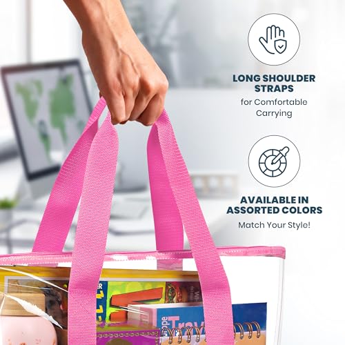 Image of Handy Laundry Clear Tote Bag - Zipper Closure, Long Shoulder Strap, Fabric Trimming.