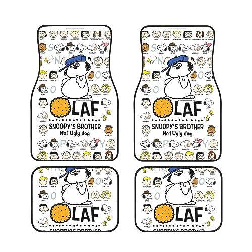 スヌーピー オラフ フロアマット カーマット 防水 丸洗いok ズレ防止加工 滑り防止 耐汚れ カスタムパーツ 車種専用設計 取付簡単 カスタムマット 保護パーツ カー用品 軽 普通車 フロント4枚組