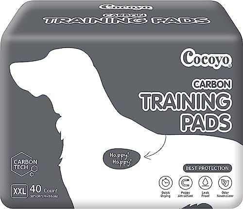 COCOYO Dog Training Pads Extra Large Size丨Carbon Absorb Eliminating Urine Odor Puppy Pads 丨 Premium Charcoal Dog Pee Pads (40 Count, XXL 30×36 inch),Black