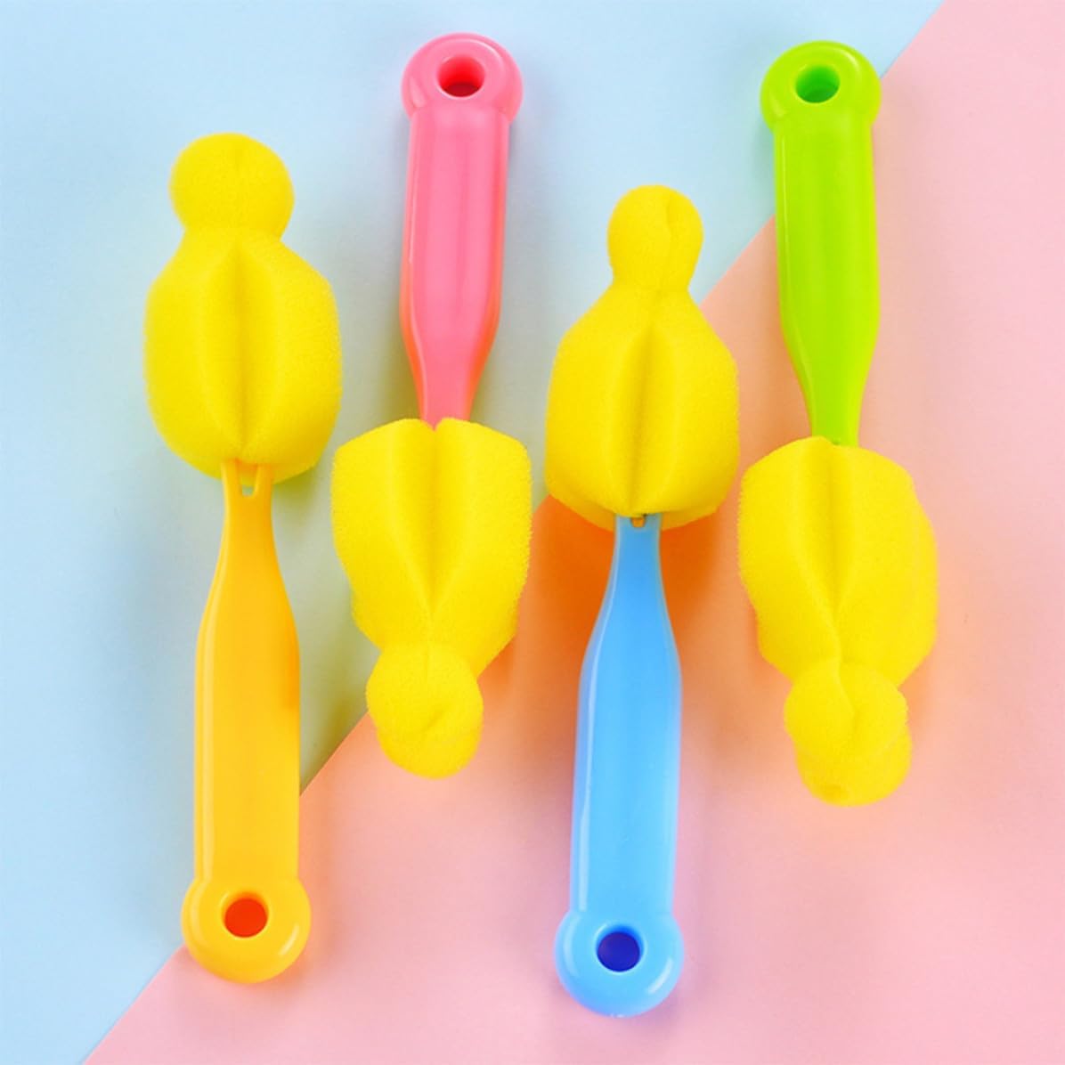 Cleaning Brush Set Highly Water-Absorbent Nipple Brush 12pcs with Soft Sponge and Pp Handle for Removing Milk Residue, for Home Use