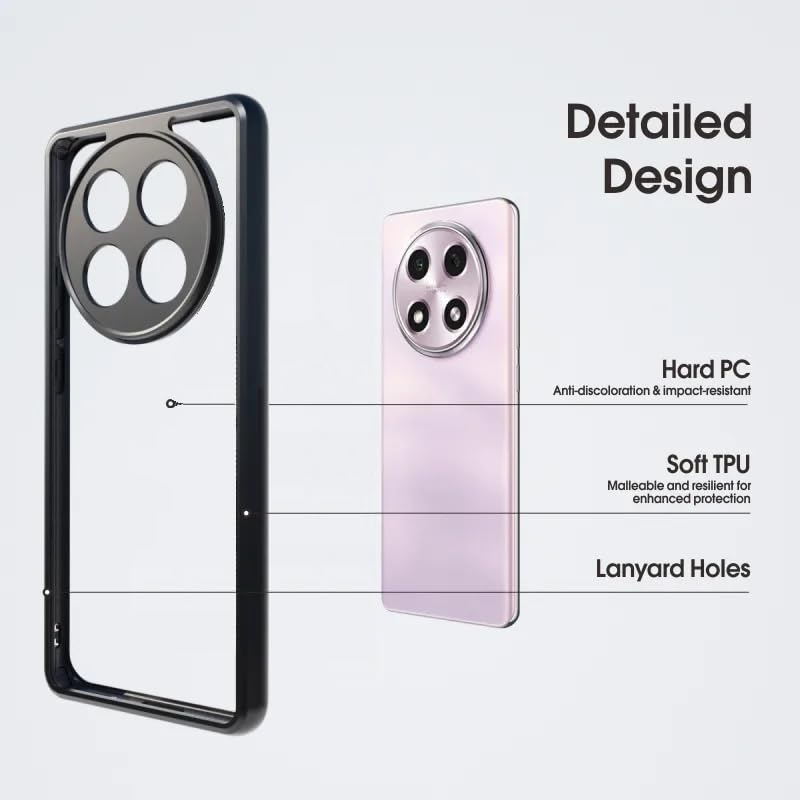 Image of REALCASE Back Cover Case for Oppo F27 Pro Plus 5G | Slim Fit Hard PC Back & Soft TPU Bumper | Protective Shockproof Scratch Resistant Case for Oppo F27 Pro Plus 5G (Black+Clear)