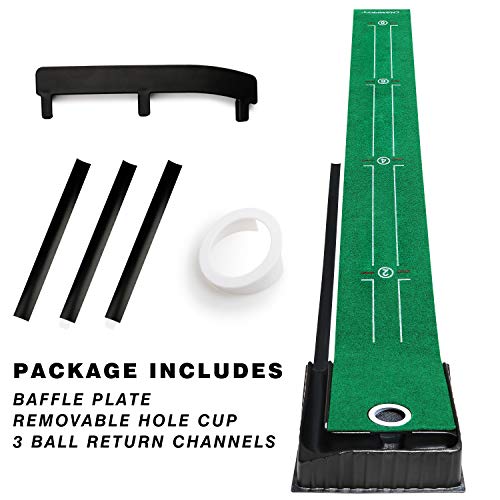 Champkey PUTTECH PRO Golf Putting Mat - Adjustable Hole & Automatic Ball Return