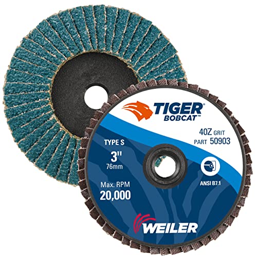 Image of Weiler 50903 Bobcat 3 inch Diameter, 40 Grit, Zirconium, Plastic Backing, Type 29 Specialty Abrasive Flap Mini Disc