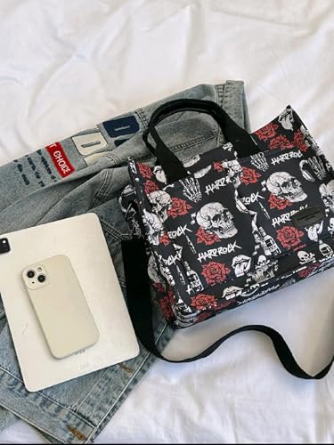 Image of Cherry Tote Bag for Women Canvas Patched Purse Cute Shoulder Bag Multi-Pocket Satchel Handbag for work travel