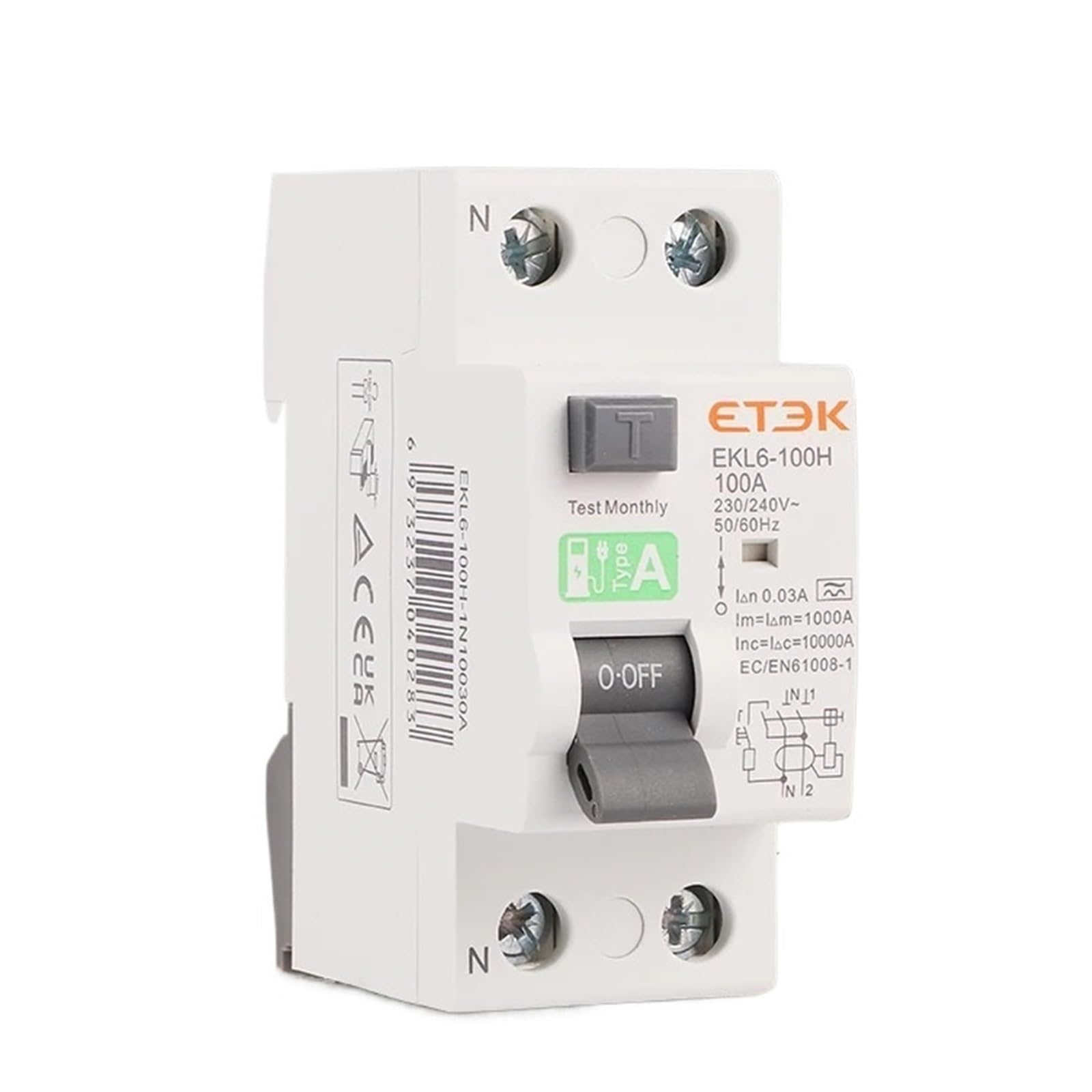 WBBAYDRFR RCD 2P 4P Residual Current Circuit Breaker 30mA Electromechanic RCCB Type A 25A 32A 40A 63A 80A 100A EKL6-100H(40A,KL-a113)