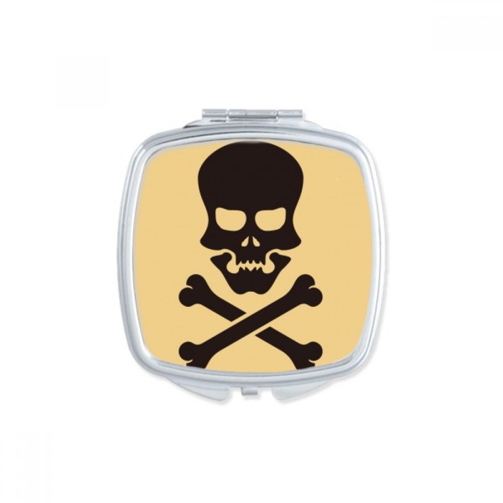Miroir de poche carré Halloween noir - Accessoire de maquillage compact portatif