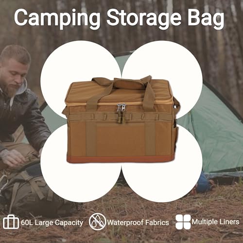 Tactical Camping Storage Bag, 30L Collapsible Bag with 3 Adjustable Dividers and handle, Heavy Duty Duffel for Outdoor Camping Travel Picnic2