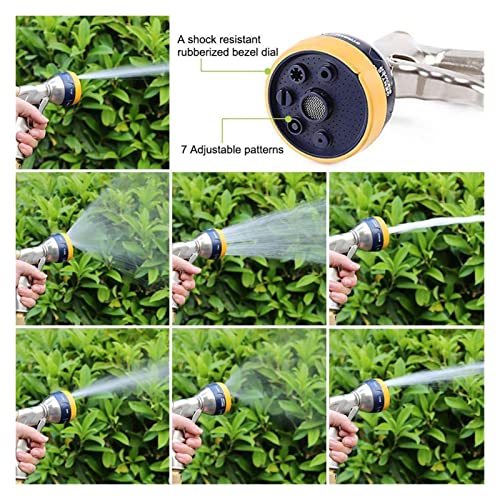 Pistola de agua de 7 funciones de metal Manguera ajustable Aleación de zinc Jardín Lavado de autos Flor de riego Pistola de agua de alta presión Pistola de agua Pistola de agua de alta presión