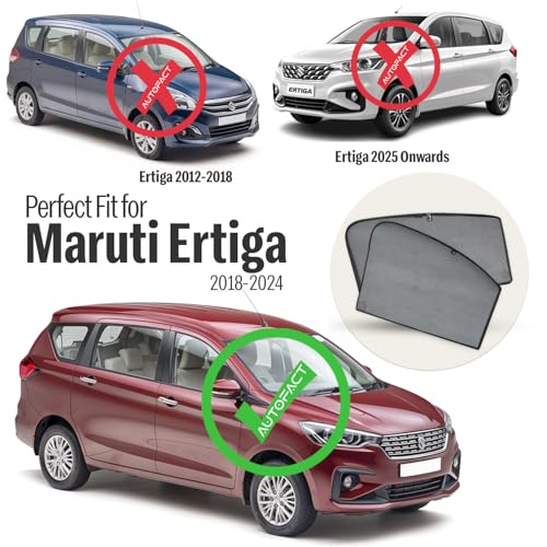 Image of Autofact Car Sunshades for Maruti Ertiga New (2019 to 2024), UV Protection, Useful Car Accessories, Custom fit Sun Shades for Side Windows, Set of 6