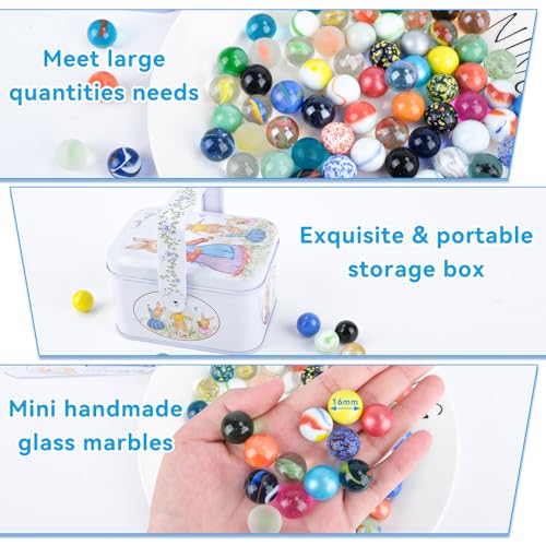 MINISOISO Glasmurmeln,80PCS Glas Murmeln Kinder,Kleine Bunte Glasmurmeln mit Exquisite Box,Transparent Handgefertigte Glasmurmel,Murmelspiele für Kinder,Für Dekoration Oder Murmelspie(Zufällige Farbe)