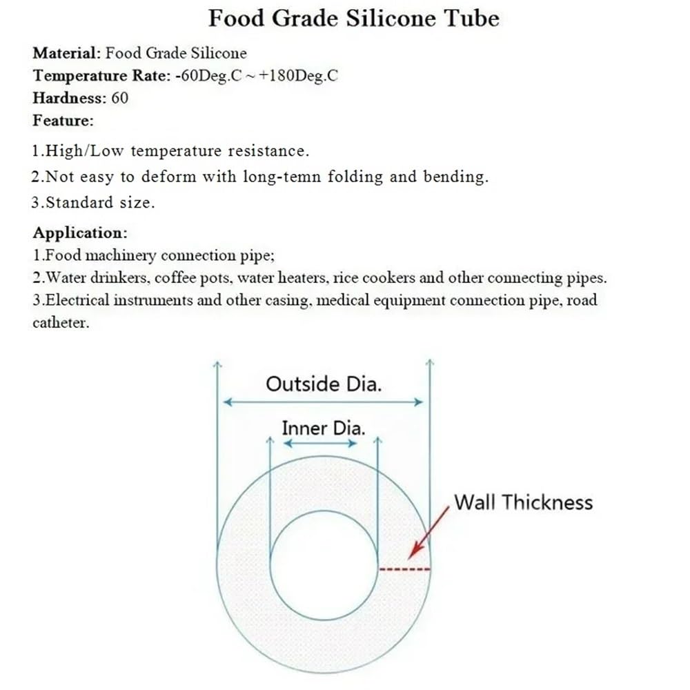 Tubo de silicona flexible de alta temperatura, Tamaños múltiples flexibles del tubo suave resistente da alta temperatura insípido de la manguera el 1M goma silicona(46 * 54mm)
