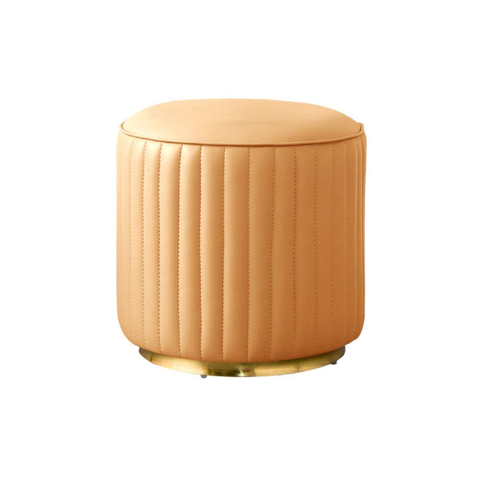 Poufs petit pouf rond en cuir marron repose-pieds de salon