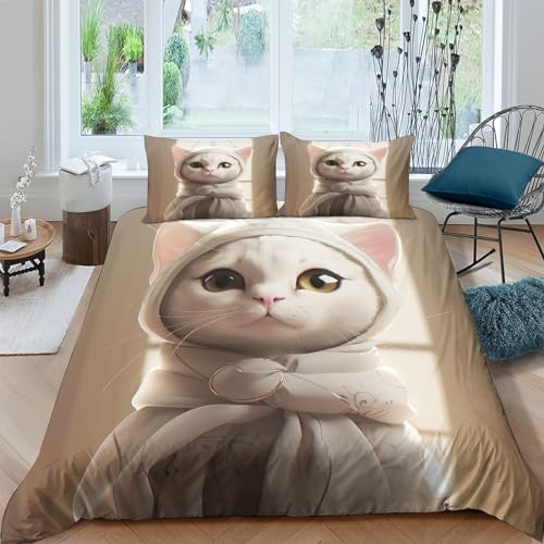 Parure de lit chat américain 3 pièces en microfibre supérieure avec taies zippées