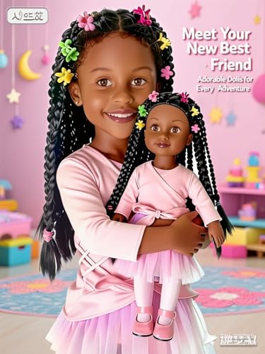 Muñeca afroamericana de 18 pulgadas con cabello rizado miniatura 4
