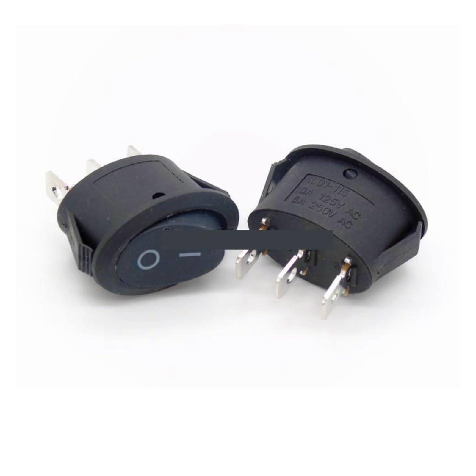 AARTERZZA 10PCS 2 Position 3 Pins Oval Rocker Switch Black ON-Off AC 6A 250V 10A 125V For Kettle Button Switch