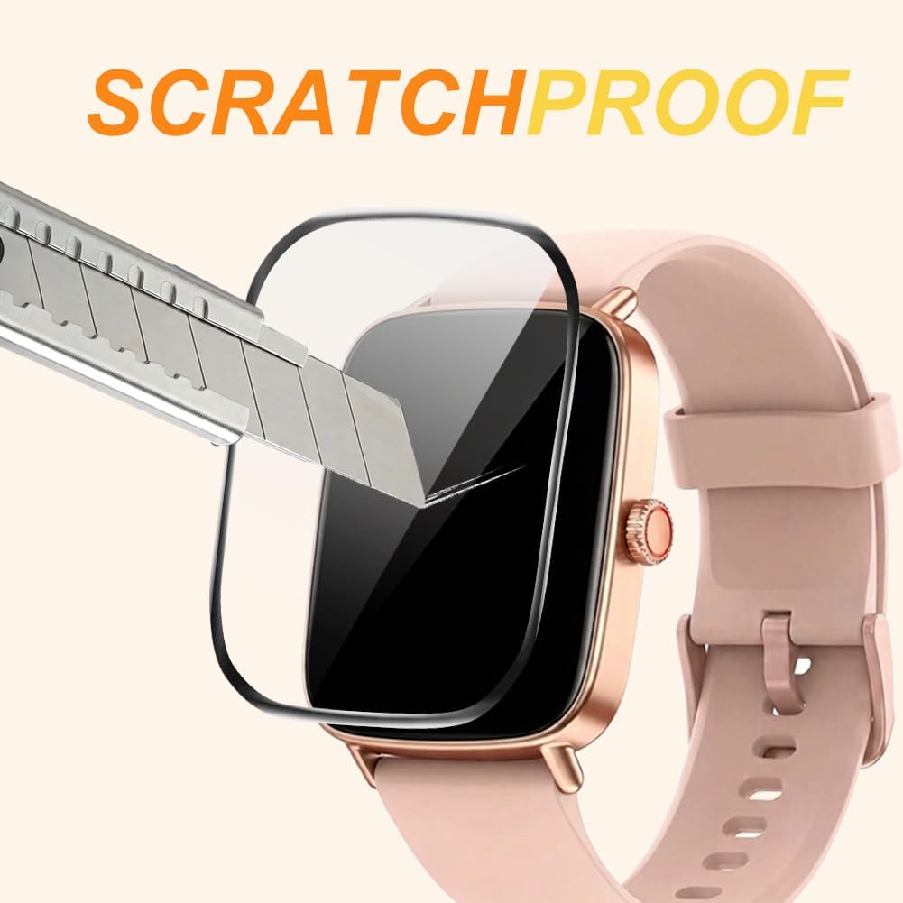 Screen Protector for IDW28 1.85 Inch Smartwatch, PMMA Full Coverage HD 3D Anti-Scratch Film, Designed for aeac, Tensky VERYFIT, 3 Packs image 5