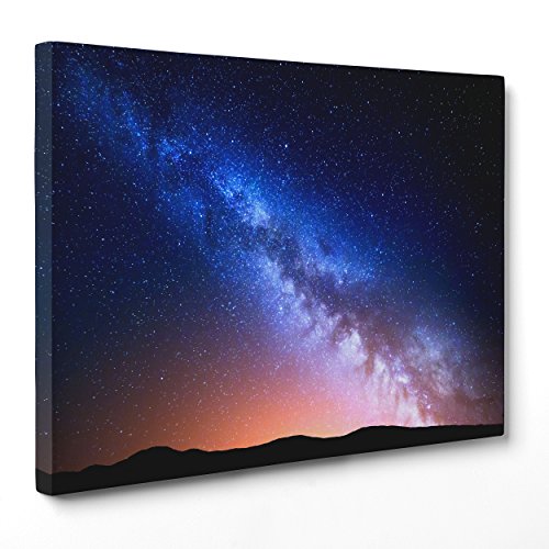 Cuadro sobre lienzo – montado – Listo para colgar – Universo – Espacio – Estrellas y Nebulosas – Vía Láctea Planetas – 30 x 40 cm – sin marco – (código 2290)