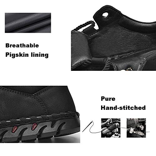 UPIShi Men's Casual Penny Loafers Breathable Leather Lace Up Handmade Outdoor Shoes2