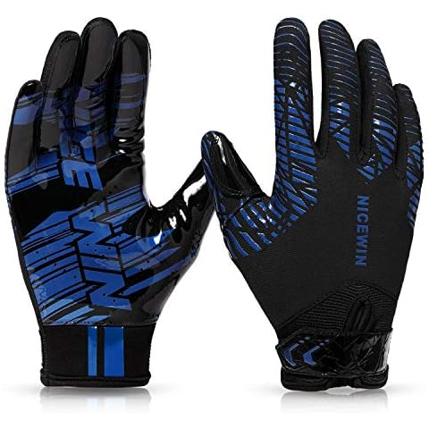 NICEWIN Football Gloves Adult Youth Kids Baseball Softball Biking Glove for Men Women Blue-Medium-Adult Cover