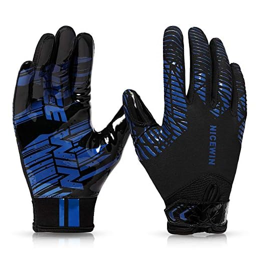NICEWIN Football Gloves Adult Football Receiver Gloves for Men and Women Blue1-Medium-Adult