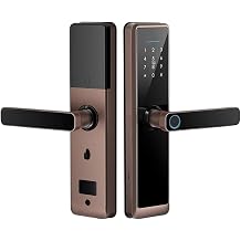 Smart Fingerprint Door Lock with Password and App Entry for Home Biometric Electronic Door Lock in Red Bronze Keyless Entry and Secure Access Control Easy Installation and User Friendly Desi