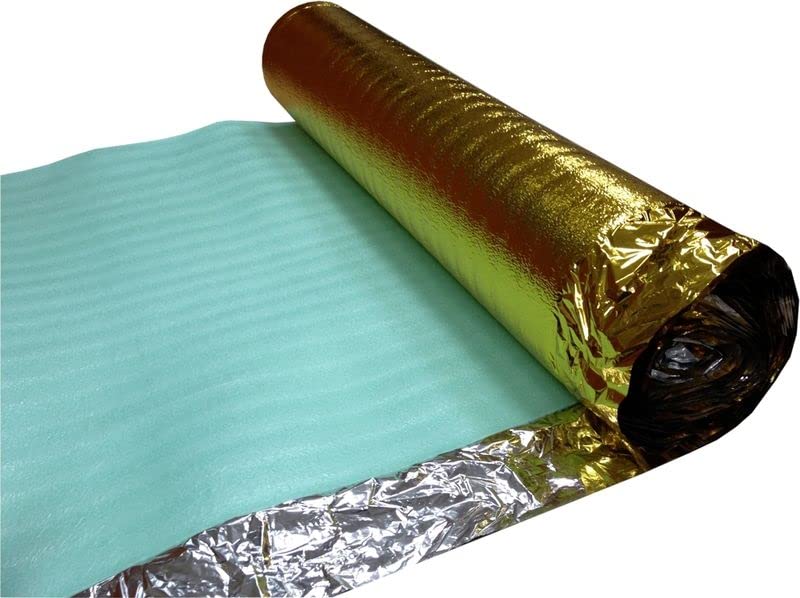 Comfort Gold Underlay - Sottostrato acustico in schiuma di polietilene da 2 mm, per pavimenti in legno o laminato, con membrana a prova di umidità, ottimo isolamento acustico e