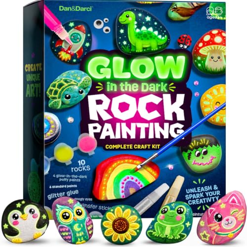 Dan&Darci Kids Rock Painting Kit - Glow in The Dark - Gifts...