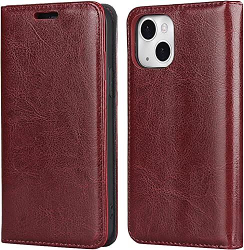 Housse cuir iPhone 13 Pro Max rouge de qualité supérieure anti-chocs avec fermoir