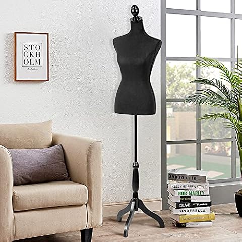 Dress Form for Sewing Clothes Mannequin Stand Female Adjustable Manikin Body for Displays Women Jewelry Torso Model with Tripod Stand, Black Cover