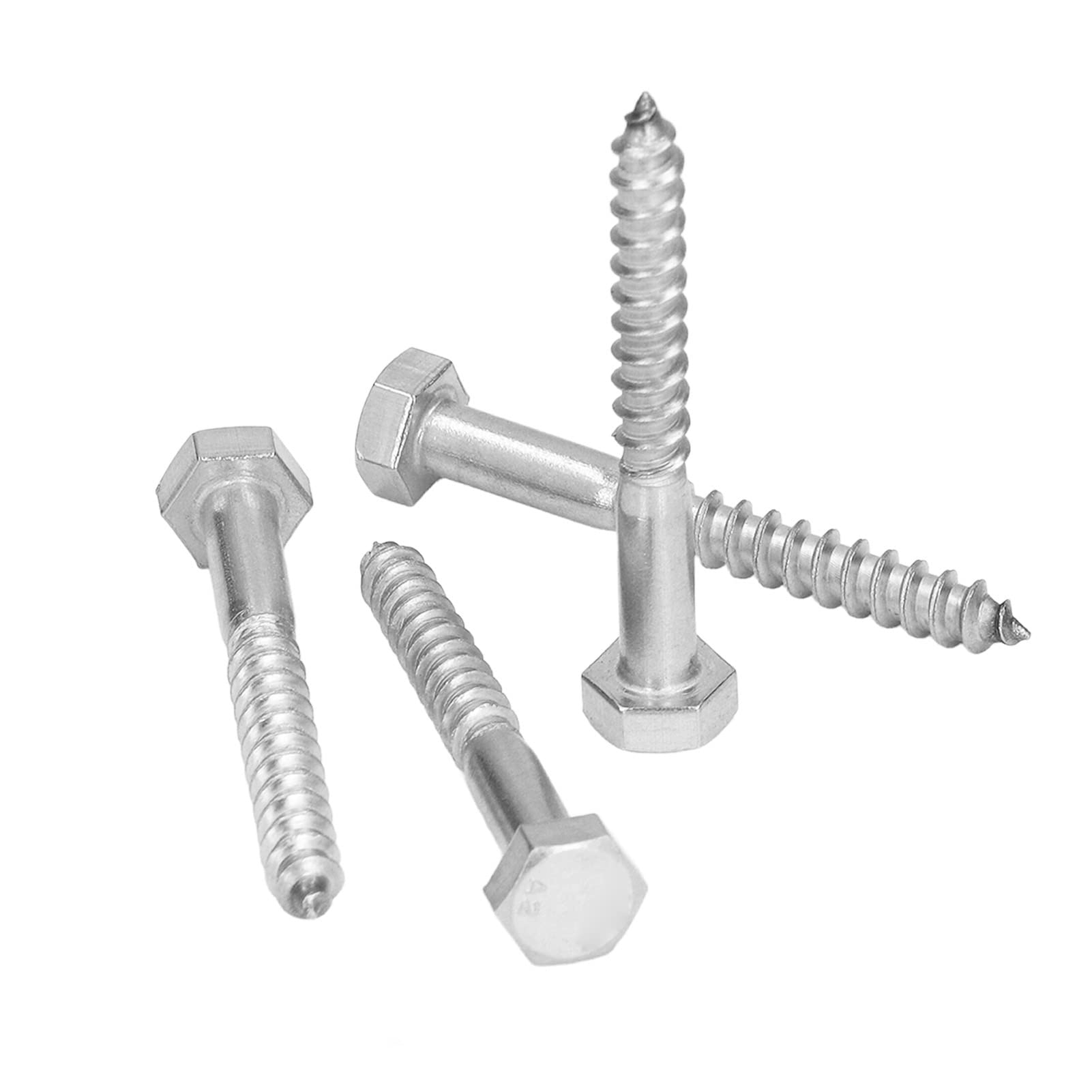 Vis autotaraudeuse, boulon à demi-filetage en acier inoxydable 304, vis tire-fond hexagonales en bois, vis autotaraudeuse en bois (M6*50MM)