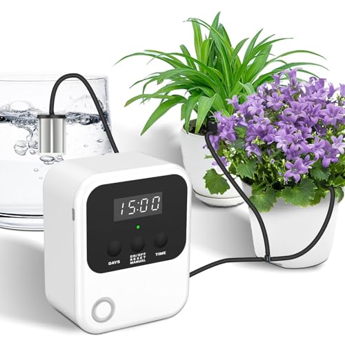 Automatic Drip Irrigation System for Garden, Outdoor Watering System for 15 Potted Plants Watering Kit, Auto Drip Irrigation Kit Programmable Water Timer for Indoor Outdoor Use