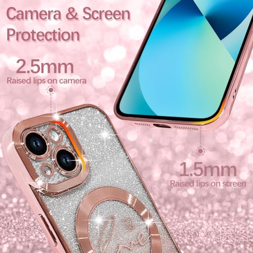 Image of ZIYE Magnetic Case Designed for iPhone 13 Glitter Case-Pink