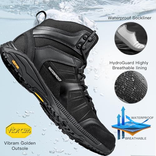 FREE SOLDIER Waterproof Hiking Boots for Men Black Boots Hiking Shoes for Men2