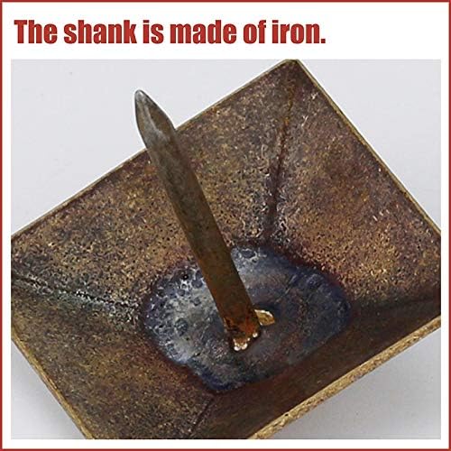 Screw Brass Tacks Upholstery Nails Domed Furniture Fabric Decorative Studs Thumb Tacks Hammered Antique Chair Door Square 3cm Big Old - (Length: Brass Color 10pcs)