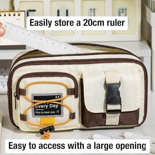 Image of Vizaro Large Capacity Pencil Pouch, Multi-Pocket Kawaii with Zipper