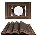 Nuovoware Placemats, [4 Pack] 30 x 45 cm Premium Exquisite Crossweave Stain Resistant Heat-Resistant Non-Slip Textilene Woven Kitchen Table Dining Pads Place Mats, Brown, Pattern B