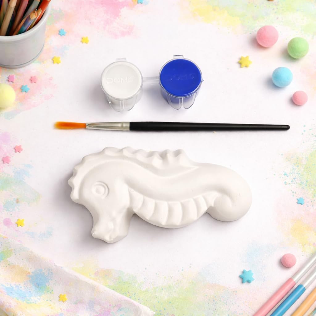 JECOLOP 3D DIY Painting Kit for Kids Paint Your Own DIY Figurine Craft Set Art & Craft Kit with Colors & Brush-Multiple Themes Creative Birthday Gift for Boys & Girls Age 6-12, 8-10 (Sea Horse)
