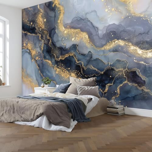 Papier peint intissé marbre pour masquer un mur terne avec style abstrait - 6