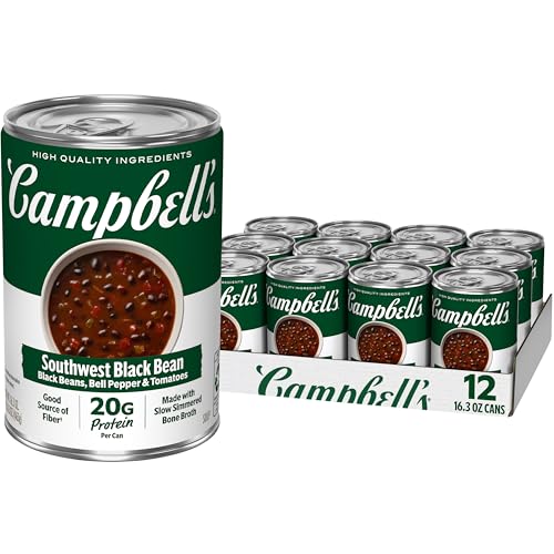 Image of Campbell's Protein Southwest Black Bean Soup, 16.3 Oz Can (12 Pack)