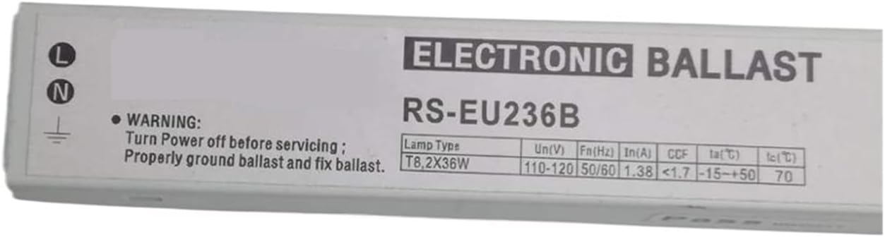 CAARLA Electronic Ballast RS-EU236B T8 Electronic Ballasts 110V 2x36W Lighting Starter for 2 Fluorescent Lamps and Printing-Down Lamp, 2-Pack