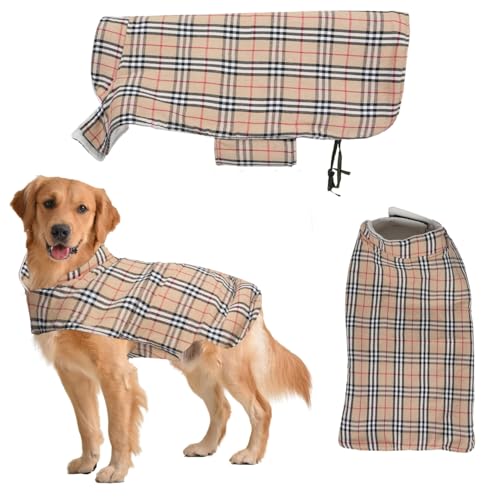 Image of Sage Square Winter Coloured Dog Coat - All-Weather Protection, Windproof, Waterproof Cozy Fleece Lining, Adjustable Straps, Durable Construction, Stylish, Comfortable, Jacket (Cream & White, XX-Large)