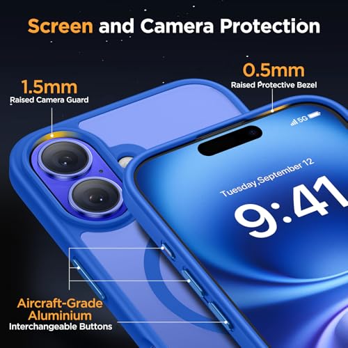 Image of Miracase Magnetic Series for iPhone 16 Case [Compatible with MagSafe] Military-Grade Protection, Anti-Fingerprint, Slim Phone Case for iPhone 16 6.1 inch - Sea Blue