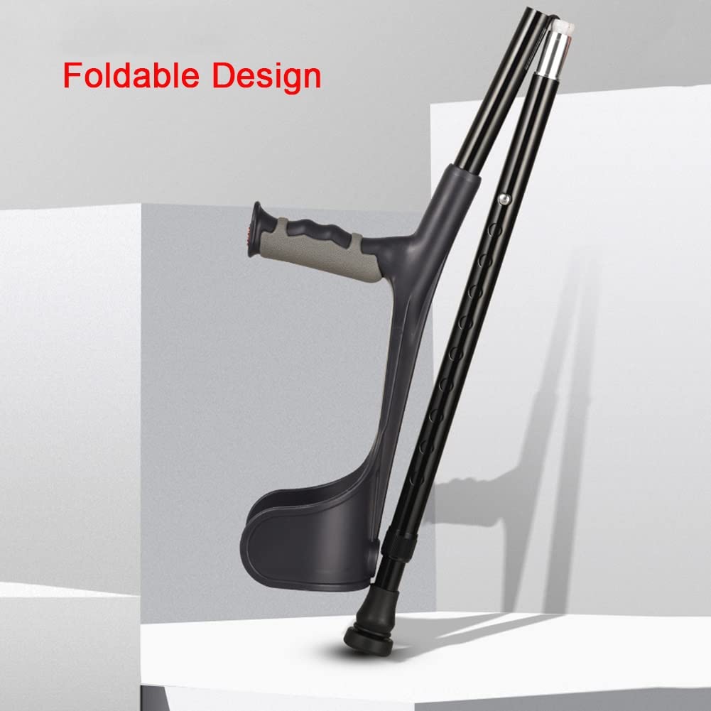 WolFum Muletas Plegables para Viajes, Bastones para Caminar Ajustables para Adultos, Andador Médico para Ancianos de Aluminio, Altura Aplicable: 140-185 cm/4' 5''-6' (Color : Silver,