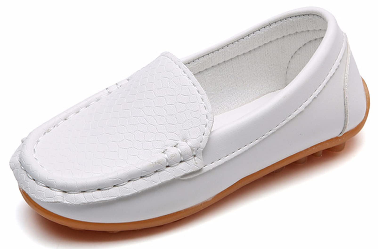 Yeeteepot Mocasines de Cuero para Niños Chicos Chicas Moda Loafers Casual Barco Zapatos Planos Antideslizantes Oxfords Comodidad Zapatos para Caminar EU 21-36