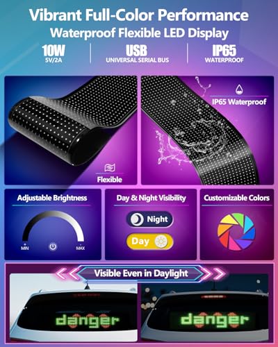 Pantalla LED flexible de coche con ojos programables y chip de sincronización 4