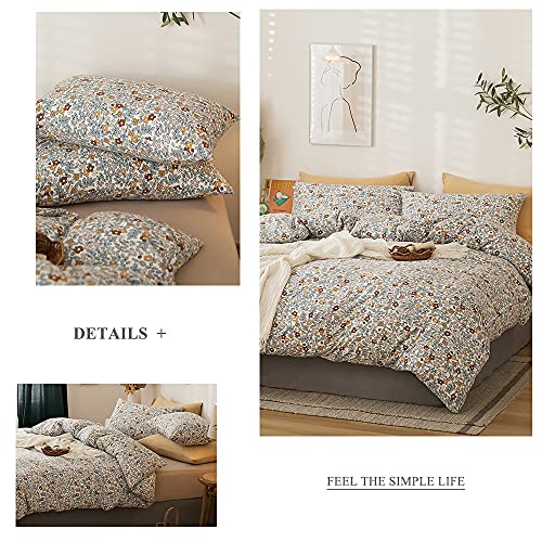 Eavd Reversible Botanical Floral Duvet Cover King Soft 100% Jersey Knit Cotton Garden Floral Bedding Set With 2 Pillowcases Chic Vintage Style Floral Comforter Set With Zipper Closure 4 Ties #TOP1