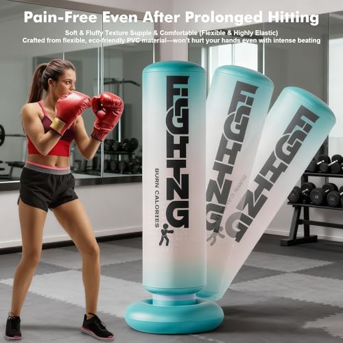 Boxsack Stehend 180cm mit PU Boxhandschuhen – Standboxsack für Teenager & Erwachsene, Punching Bag für Boxtraining Zuhause, Kickboxen, MMA, Karate & Sandsack Training, Stabil & Geräuscharm