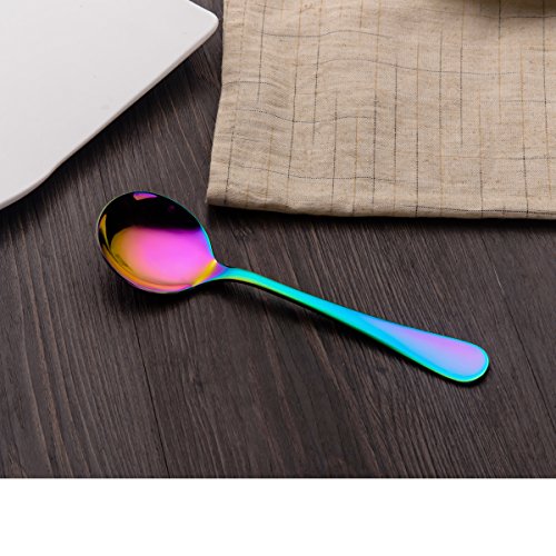 image for Berglander Rainbow Soup Spoon, 6 Pieces Stainiess Steel Titanium Plati