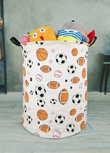 Image of Kids Laundry Hamper Clothes Gift Basket Storage Laundry Baskets Organizer Bin with Handles for Nursery Room (Balls)