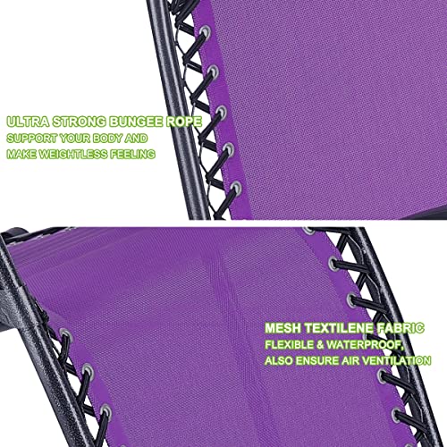 Geniqua Purple Zero Gravity Folding Recliner Yard Beach Lounger Patio Lounge Chaise 2Pc Reclining Seat Outdoor Furniture #TOP5